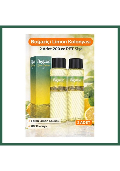 Bezos Boğaziçi Limon Kolonyası 200 Cc Pet Şişe 2 Adet 80 Ferahlatıcı Limon Kokulu Kolonya Bzs01