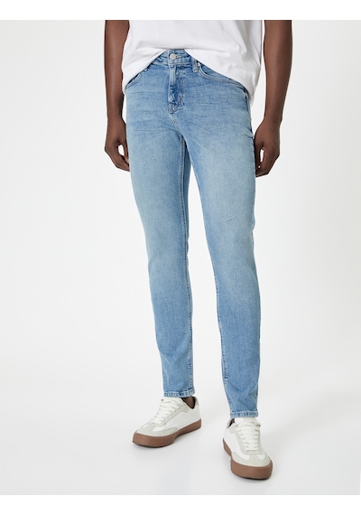 Koton Skinny Fit Kot Pantolon - Michael Jean Açık İndigo 4sam40027nd