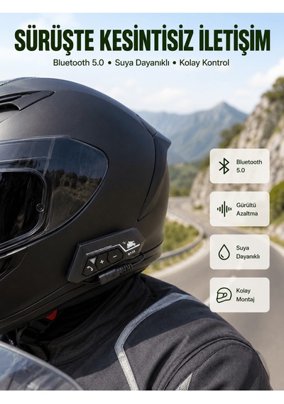 Bluetooth 5.0 Motosiklet Kask Kulaklık Eller Serbest Ve Müzik Özellikli Yeni Nesil Aklby-bsva58