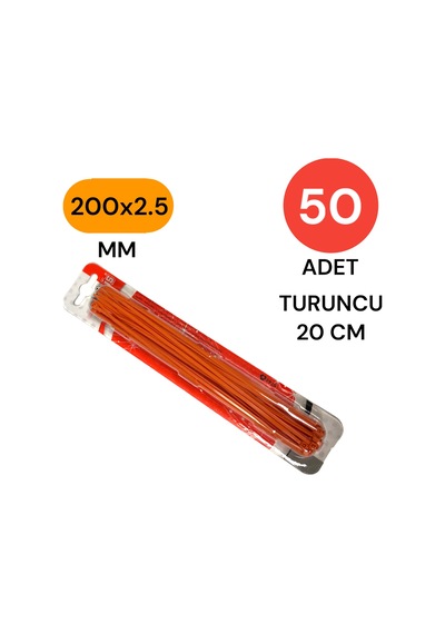 Tek-iş Plastik Kablo Bağı Klipsi Cırt Kelepçe 200 Mm X 2.5 Mm Turuncu 50 Adet