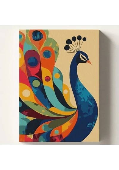 Tavus Kuşu Temalı Sayılarla Boyama Seti, 50x70 Cm