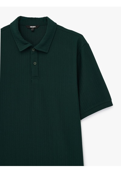 Koton Regular Fit Kısa Kollu Düğmeli Polo Yaka Tişört Yeşil 6sam10067mk