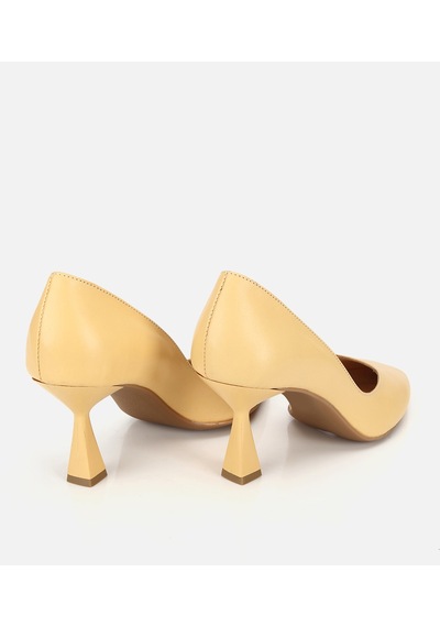 Hotiç Kadın Deri Sarı Kısa Topuklu Stiletto