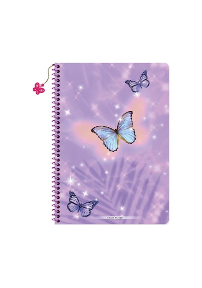 Keskin A4 Çizgili Charmlı Kelebek Defter - Mor Mor