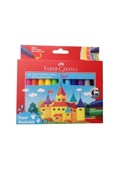 Faber Keçeli Kalem Jumbo 12 Renk Yıkanabilir Superwashable 5062154311000