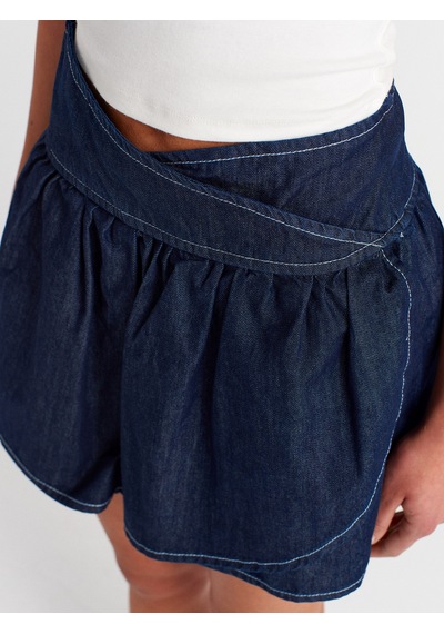 Dilvin 80577 %100 Pamuk Anvelop Mini Denim Etek-lacivert