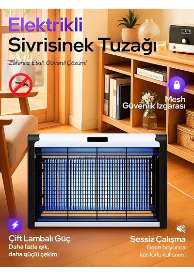 4+4w Çift Uva Ekolojik Işık Enerji Tasarruflu Sinek Tuzağı Elektr