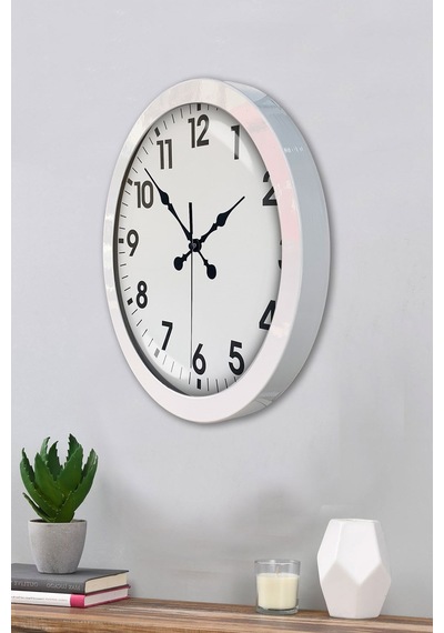 36 Cm Beyaz Metal Standart Duvar Saati