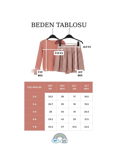 My Kids Wear Kız Çocuk Bayramlık Payet Etekli Takım 12537 Bej - Kahverengi