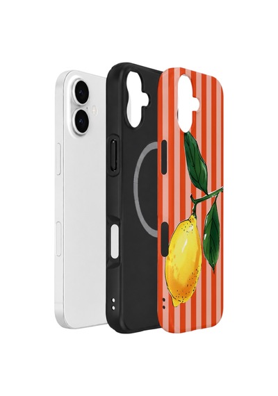 Apple iPhone Uyumlu 17 Vorian Çift Katmanlı Magsafe Kılıf Sicilian Lemon Red Stripe