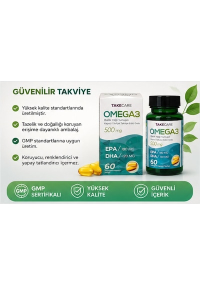 Takecare Omega 3 Balık Yağı 500 Mg 60 Softjel