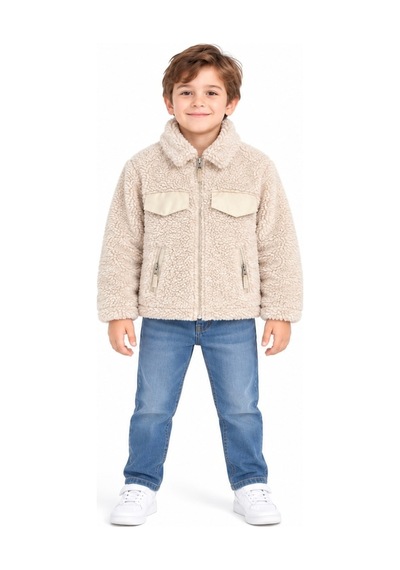 Mavi Boncukk Çocuk Unisex Peluş Welsoft Fermuarlı Kapüşonlu Ve Dik Yaka Polar Mont Ceket Krem Mavi Boncukk Çocuk Unisex Peluş Welsoft Fermuarlı Kapüşonlu Ve Dik Yaka Polar Mont Ceket Krem