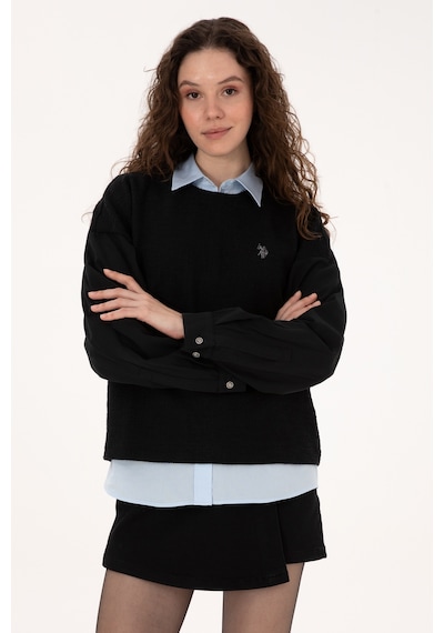 U.S. Polo Assn. Kadın Siyah Bisiklet Yaka Sweatshirt 50309052-VR046