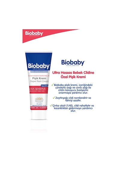 Biobaby Bebek Pişik Kremi %40 Çinko 75 gr - Organik Kır Iğdesi Yağı Ve Zeytinyağı Içerir
