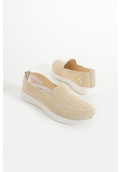 Adımist Kadın Örme Ses Yapmaz Ortopedik Rahat Hafif Günlük Sneaker Ayakkabı Bej