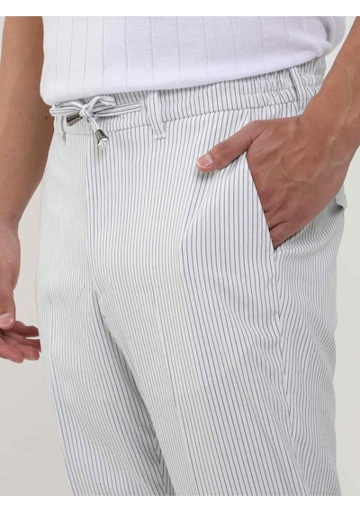 Dufy Lacivert Erkek Slim Fit Çizgili Pantolon - 104530-lacivert Lacivert
