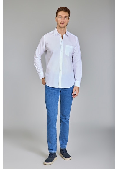 Bisse Klasik Spor Yaka Uzun Kollu Regular Fit Beyaz Erkek Gömlek Gmkls4ksp242049 D01 Beyaz