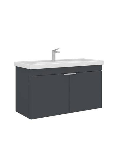 Orka Desna 100 Cm Mat Antrasit Banyo Dolabı Alt Modül Lavabo Mat Antrasit