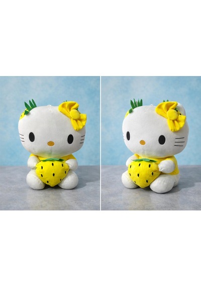 Büyük Boy Hello Kitty Ananas Temalı Peluş Oyuncak Sarı Kurdeleli Sarı