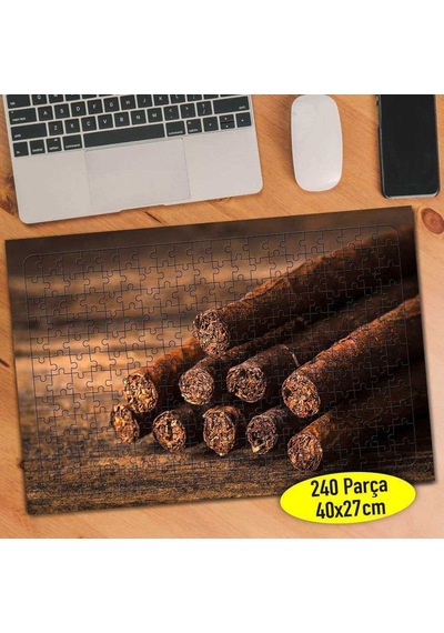 Tobacco Ahşap Üzerinde Puro 240 Parça Puzzle Yapboz-83391716