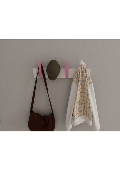 Hepsi3boyutlu Modern Duvar & Kapı Kanca Askılık - 4 Adet Pembe Kanca Askılık - Model No : 4 Pembe