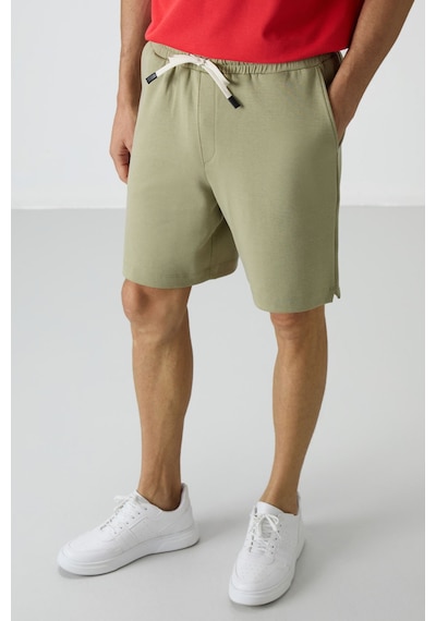 Air Jones Tommy Life Açık Çağla Pamuklu Kalın Yumuşak Dokulu Comfort Fit Basic Erkek Şort - 81274 Çağla