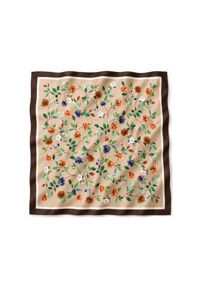 Tarzını Seç Kahverengi Gül Fular / Bandana / Aksesuar / Şal / Eşarp 70x70
