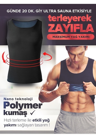 Keufman Erkek Termal Sauna Pro Atlet Sauna Etkili Terleme Atleti Siyah