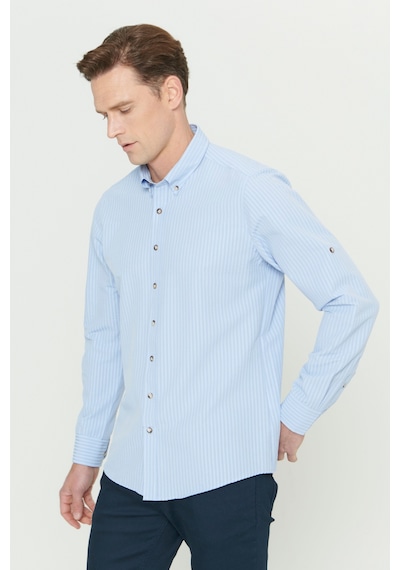 AC&Co / Altınyıldız Classics Erkek Lacı Slim Fit Dar Kesim Düğmeli Gömlek Yaka Uzun Kollu Gömlek Lacivert AC&Co / Altınyıldız Classics Erkek Lacı Slim Fit Dar Kesim Düğmeli Gömlek Yaka Uzun Kollu Gömlek Lacivert