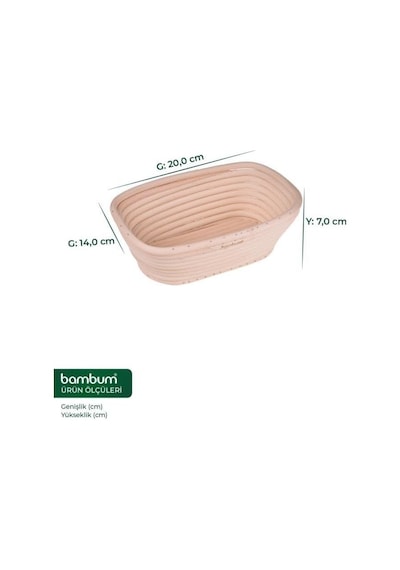 Puder - Ekmek Mayalama Sepeti Dikdörtgen 20 Cm Çok Renkli