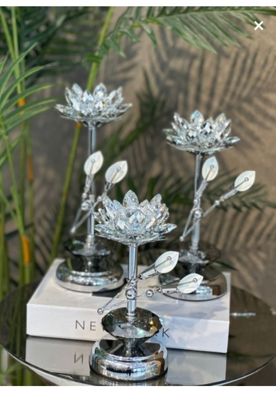 Elta Collection Kristal Taşlı Gold Şamdan 3 Lü Set Lüks Dekoratif Konsol Ve Masa Aksesuarı