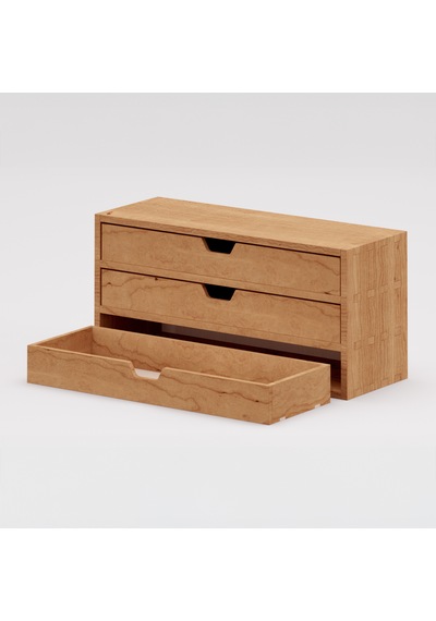 Desna Üç Katlı Üç Çekmeceli Mini Dolap 34 Cm Uzunluk X 12.1 Cm Genişlik X 15.8 Cm Woodsaka Doğal Ahşap