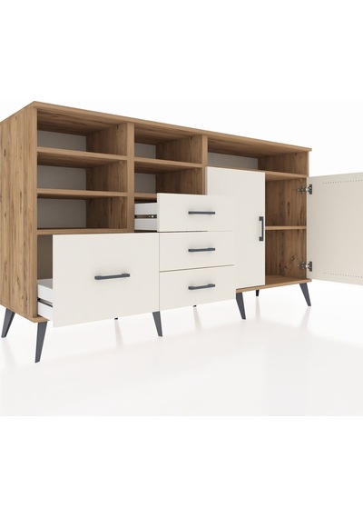 Kronos Konsol 7 Raflı 4 Çekmeceli 2 Kapaklı 176x59x99 Çam-aytaşı Çam-aytaşı