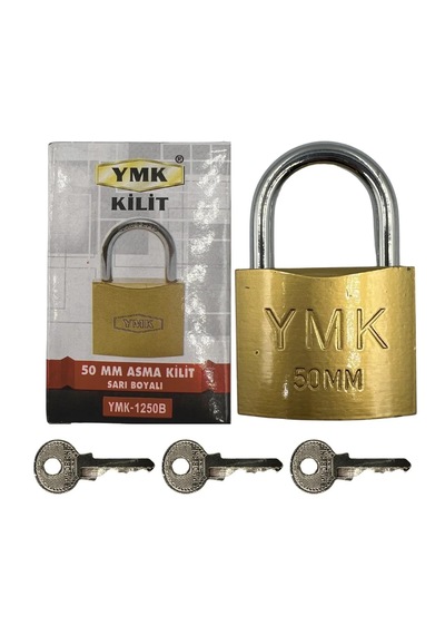 Sarı Asma Kilit 50 Mm 3 Anahtarlı Sarı Boyalı Sağlam Kilit Kod : Ymk-1250b