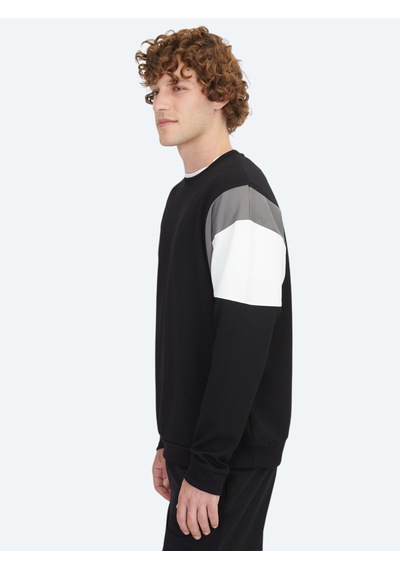Kip Siyah Bisiklet Yaka Sweatshirt Siyah -