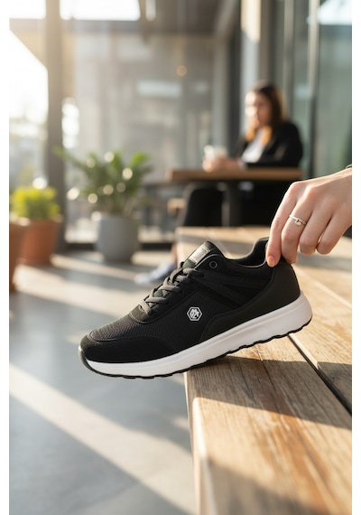 Enoch Ortopedik Yüksek Taban Sneaker Ayakkabı Siyah - Beyaz