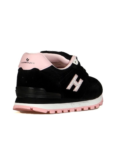 Hammer Jack Hakiki Deri Siyah-Pembe Kadın Spor Ayakkabı - 545251788