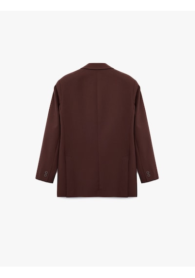 Koton Viskon Karışımlı Cepli Düğmeli Uzun Kollu Kruvaze Blazer Ceket Bordo 7wak50156uw