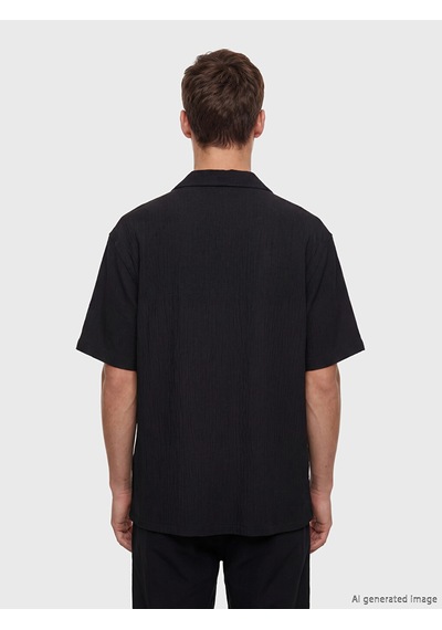 Lcw Vision Siyah Regular Fit Krinkle Erkek Gömlek