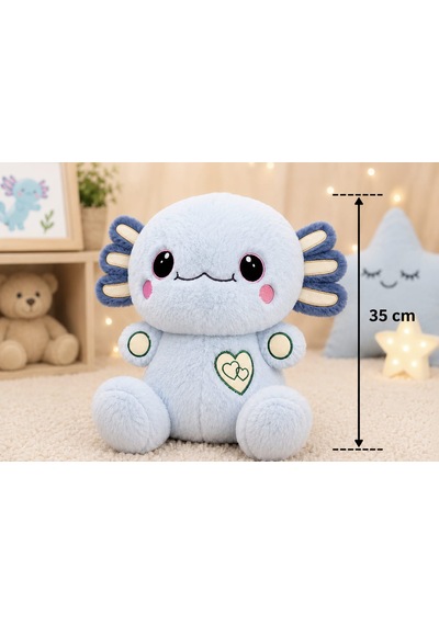 Aksolotl Peluş 35 Cm Açık Mavi