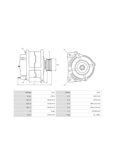 Mıtsubıshı 12v Alternatör Dinamo 150 A Lın Dacıa Duster-nıssan Mıcra Iv-renault Clıo V