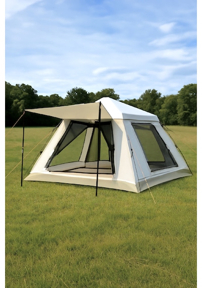 Auhma Outdoor Ac6636 6 Kişilik Otomatik Kamp Çadırı Krem 210x210x140 Cm Su Geçirmez Oxford Kumaş