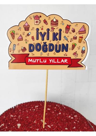 30 Adet Dekoratif Karton Iyi Ki Doğdun Mutlu Yıllar Konuşma Kartı 20 Cm - Doğum Günü El Pankartı
