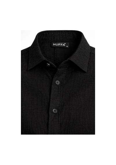 Classics Men Huffa Erkek Pamuklu Regular Salaş Uzun Kol Gömlek 7585 Siyah