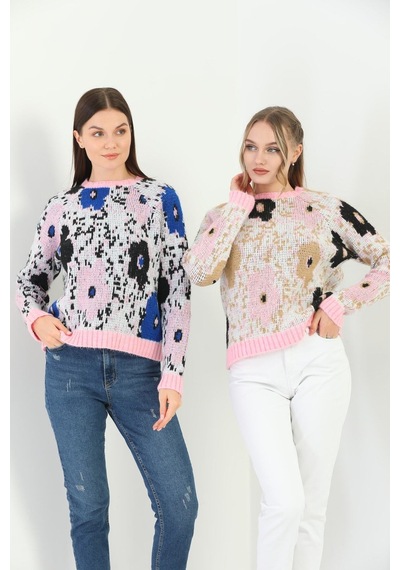 Youknitwear You Daisy Bisiklet Yaka Triko Kazak Ekru
