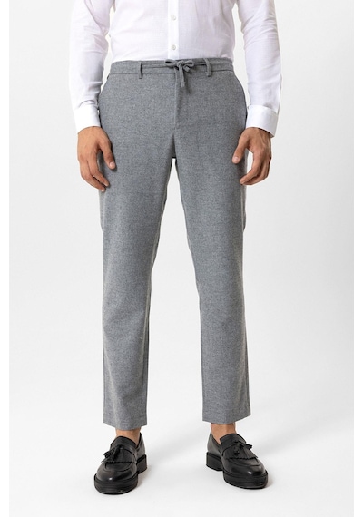 Back And Bond Koyu Gri Slim Fit Beli Bağcıklı Yünlü Jogger Pantolon Çok Renkli