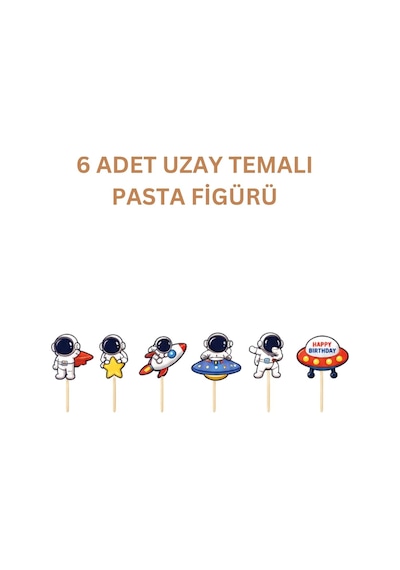 Uzay Temalı Parti Seti Tavan Sarkıt, İyi Ki Doğdun Banner, 3d Gözlük, Pasta Figürü Ve Mısır Kutusu Mavi