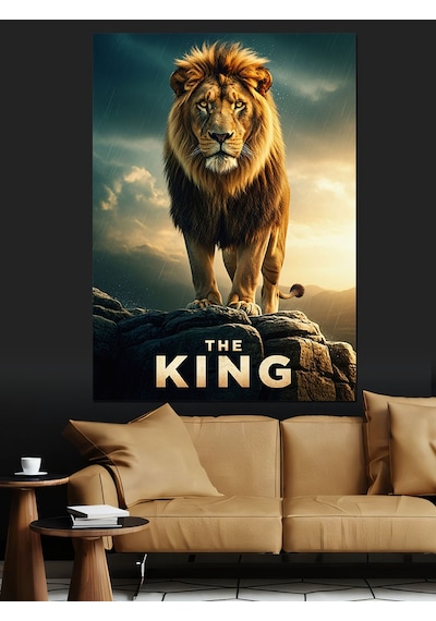 Aslan Kral Portre Sanatı The King Dekoratif Kanvas - Mdf Ahşap Tablo