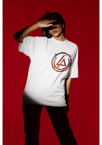Sevbano Linkin Park Sırt Baskılı Unisex Oversize Müzik Grubu Tişört Beyaz
