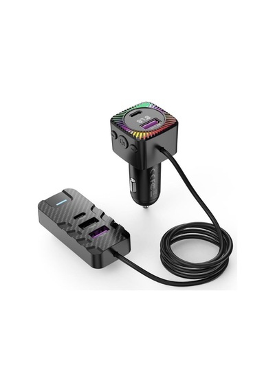 Bcc13 Çok Fonksiyonlu Araç Şarj Adaptörü - Led Işıklı Çift Usb Çıkışlı - 5v3.1v Ortam Aydınlatmalı